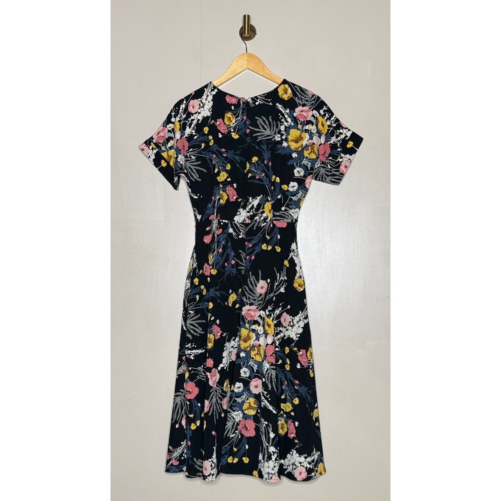 Lulus Black Floral Fit & Flare Dress Short Sleeve Romantic XS - Picture 6 of 10